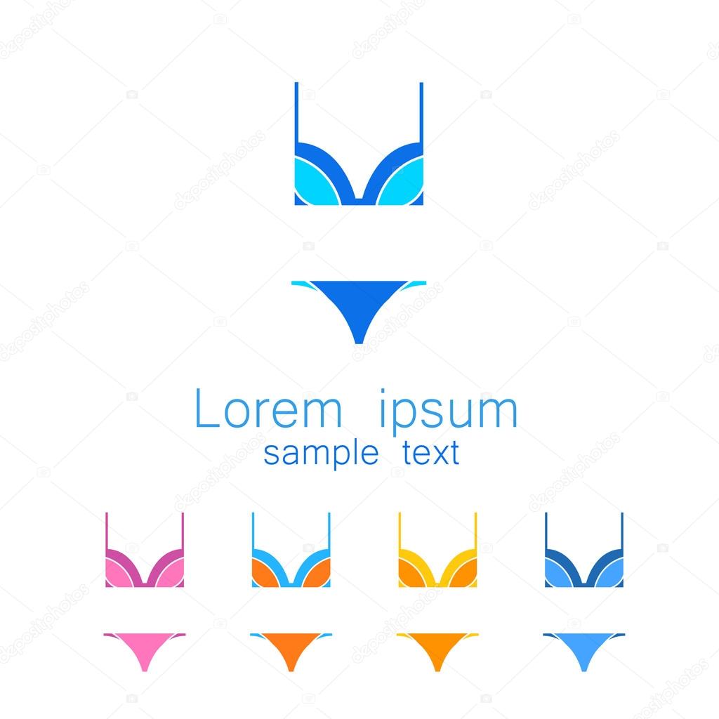 Template logo or sign for the mark of underwear: set bra and pants, swimsuit, lingerie. Vector.