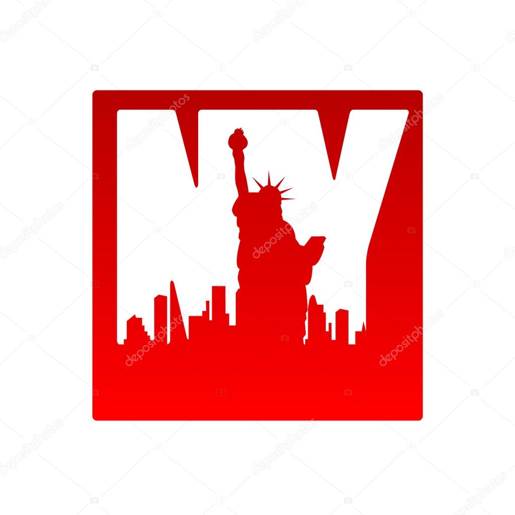 New York city skyline silhouette.