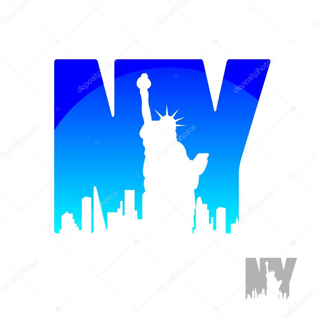 New York city skyline silhouette.