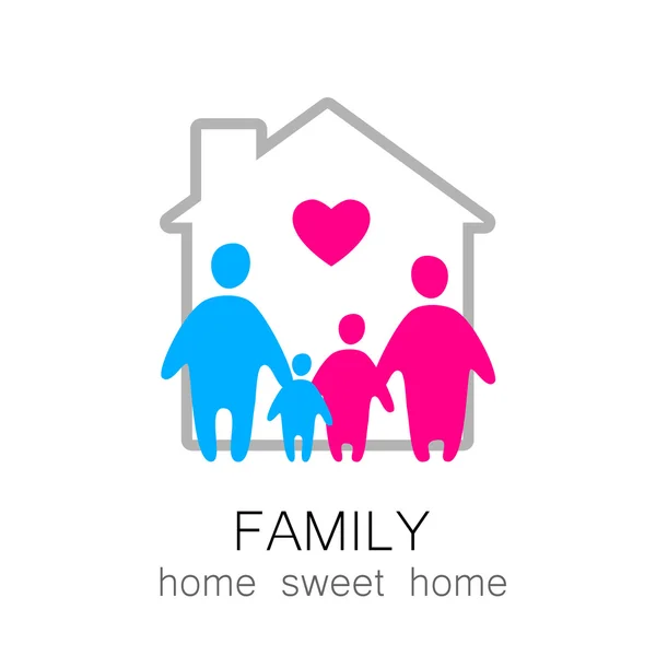 Familia dulce hogar — Vector de stock