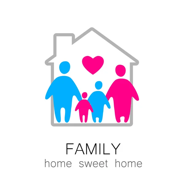 Familia dulce hogar — Vector de stock