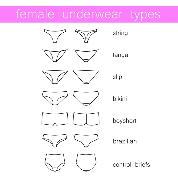 Tipos de ropa interior femenina — Archivo Imágenes Vectoriales