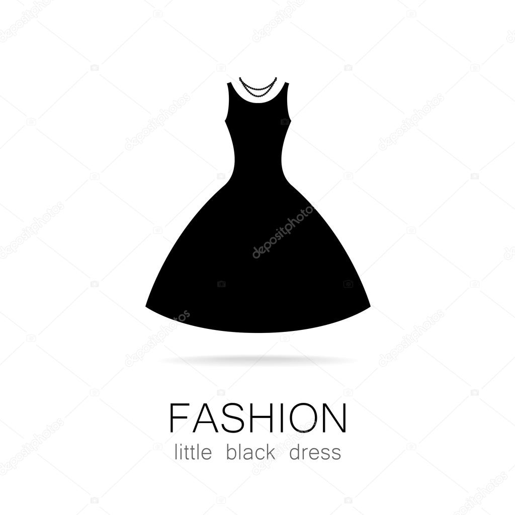 Black dress - classic fashion. Template logo for a clothing store, women's boutique brand women's dresses.