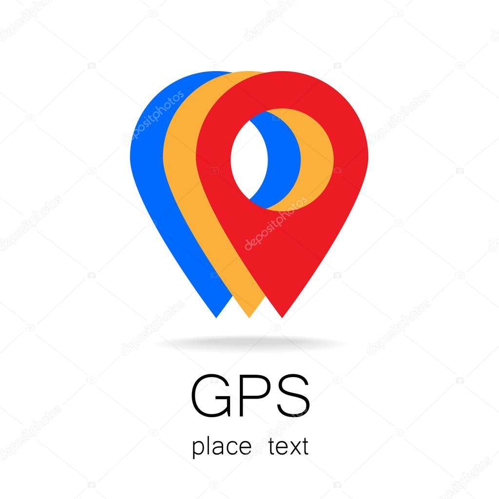 GPS - the sign location. Template logo.