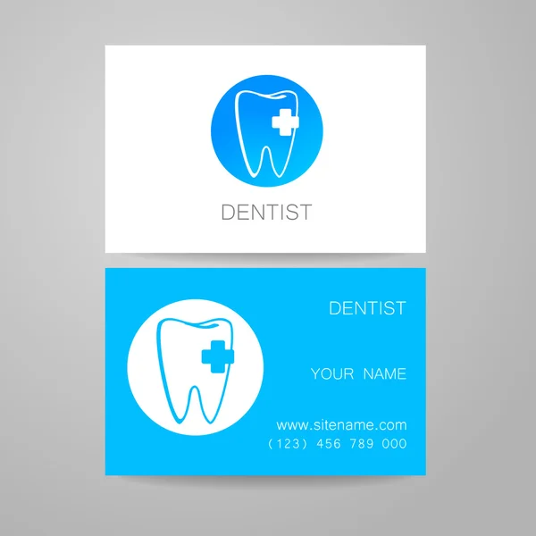 Plantilla de tarjeta de visita logo clínica dental — Vector de stock
