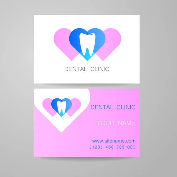 Plantilla de tarjeta de visita logo clínica dental — Vector de stock