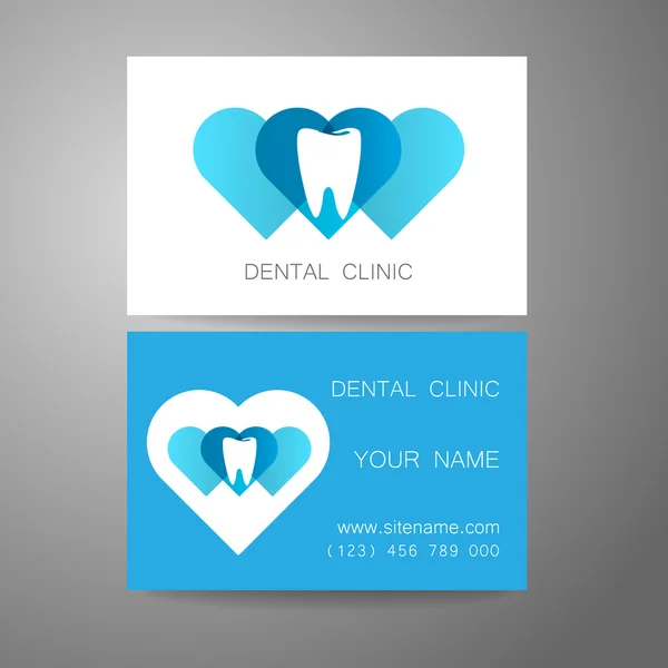 Plantilla de tarjeta de visita logo clínica dental — Archivo Imágenes Vectoriales