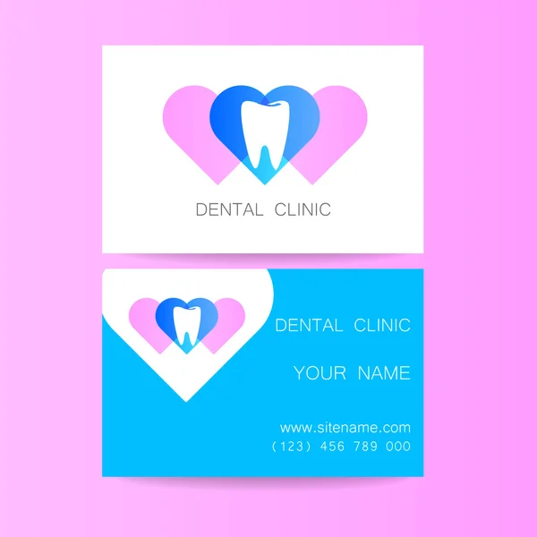 Plantilla de tarjeta de visita logo clínica dental — Vector de stock