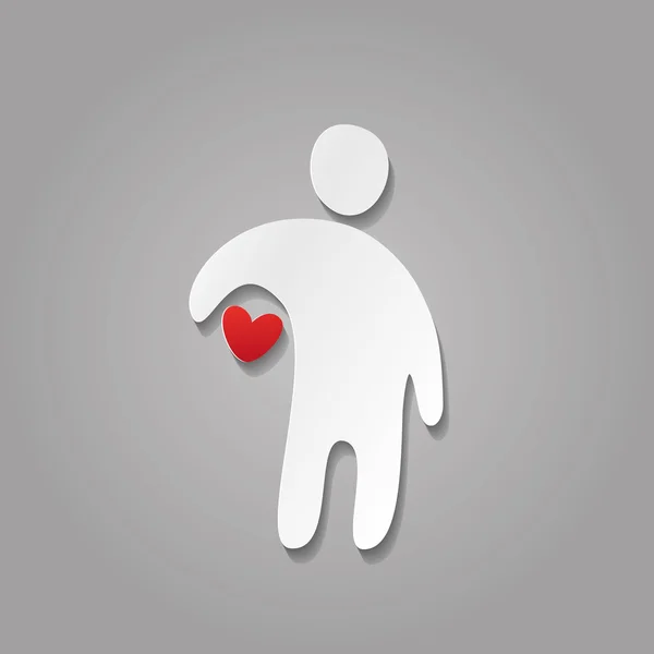 Papper kärlek person hjärta mall — Stock vektor