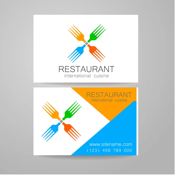 Restaurant logo business card template — Stock Vector