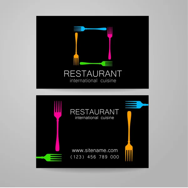 Restaurant logo business card template — Stock Vector