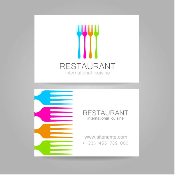 レストランのロゴ名刺テンプレート — ストックベクタ