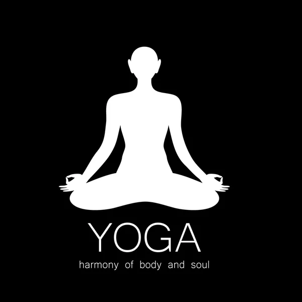 Yoga meditation harmony body and soul template sign — Stock Vector