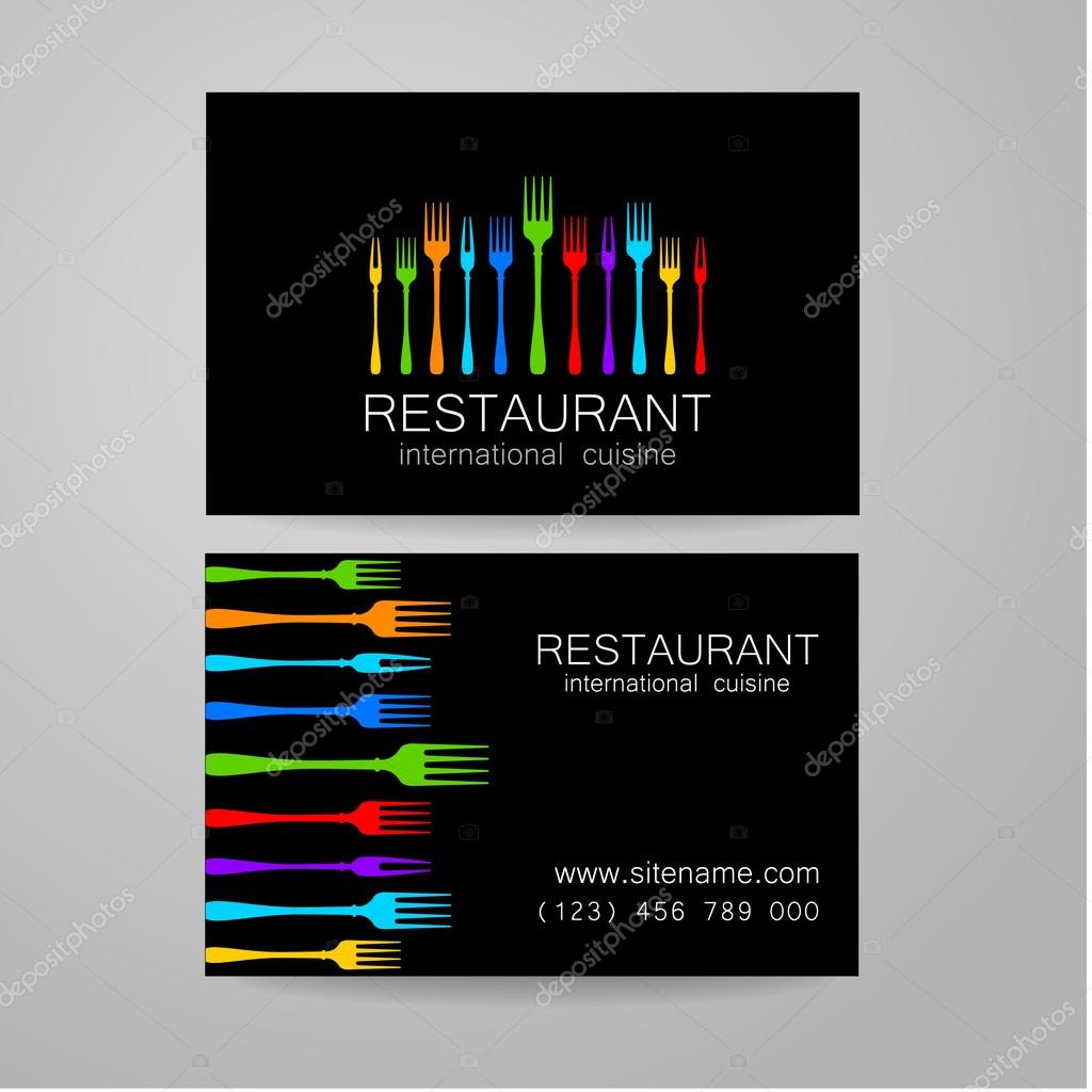 Restaurant logo. Template design. The concept of corporate style restaurants serving international cuisine. An example of a business card.