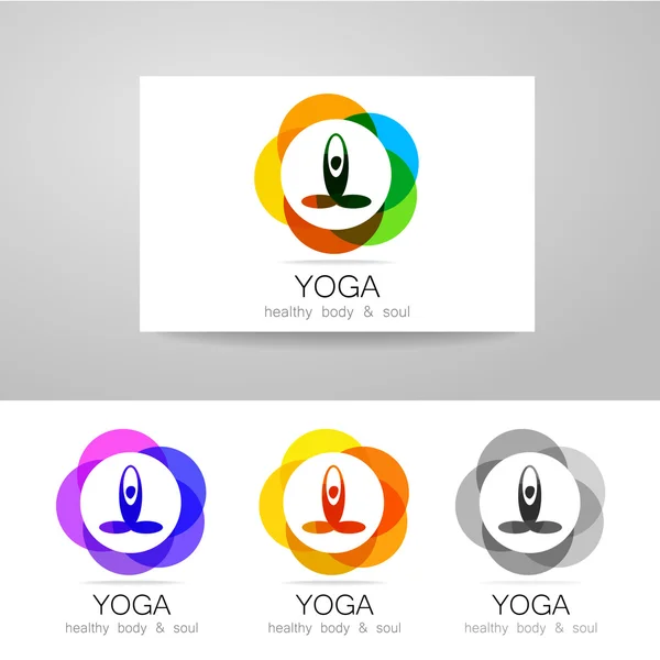 Conjunto de logotipo ioga — Vetor de Stock