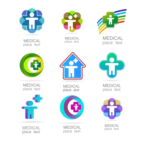 Conjunto de logotipo médico — Vetor de Stock