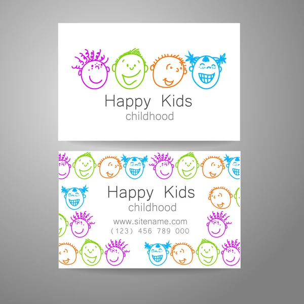 Boldog gyerekek logó — Stock Vector