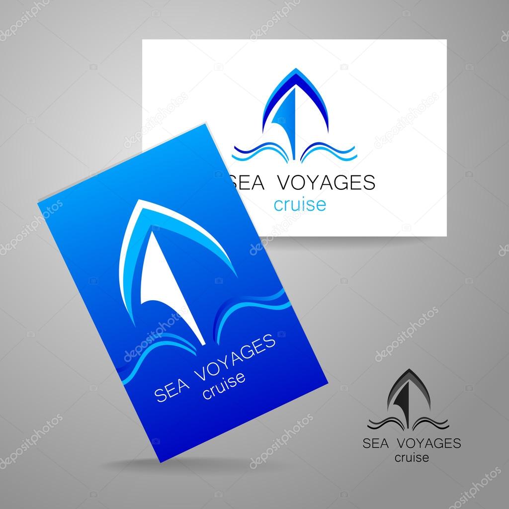 Sea cruise - logo. Design of the presentation of corporate identity on the example of a business card.