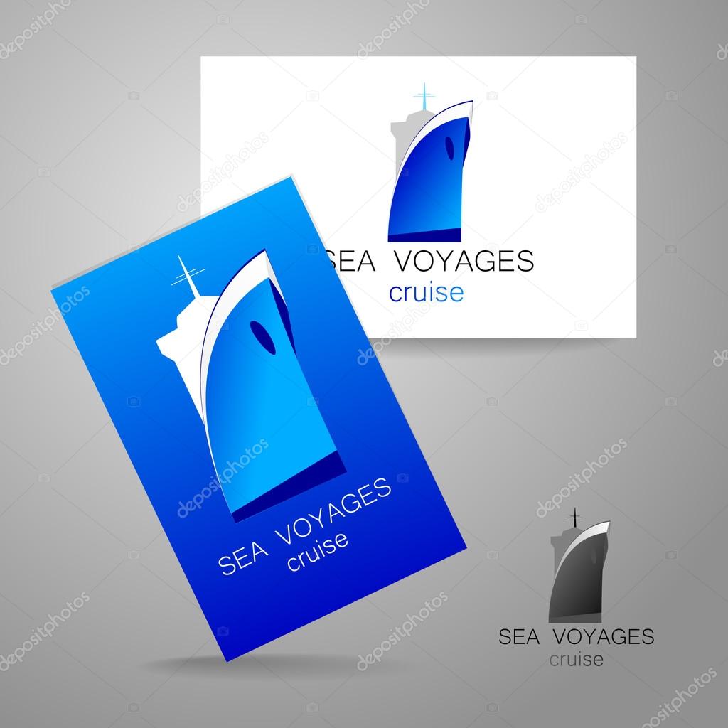 Sea cruise - logo. Design of the presentation of corporate identity on the example of a business card.