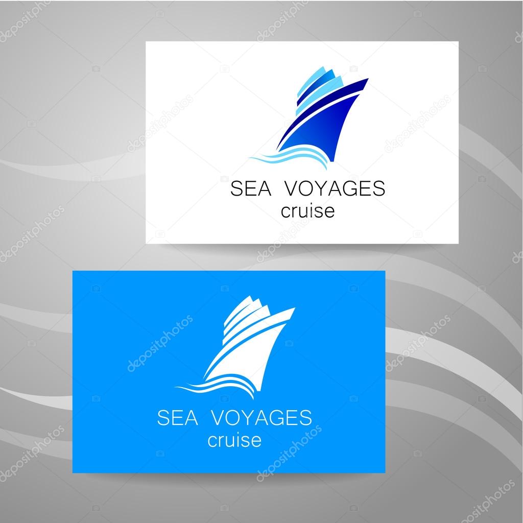 Sea cruise - logo. Design of the presentation of corporate identity on the example of a business card.