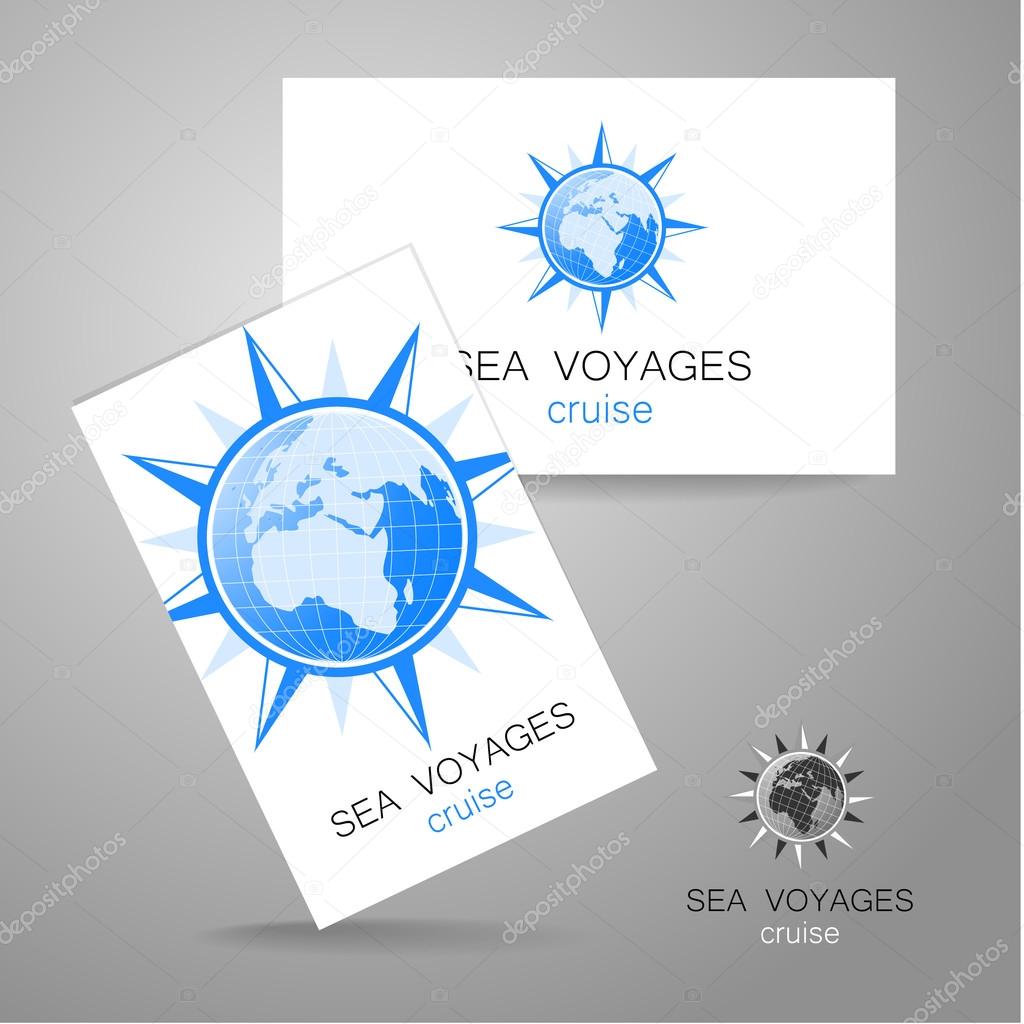 Sea cruise - logo. Design of the presentation of corporate identity on the example of a business card.