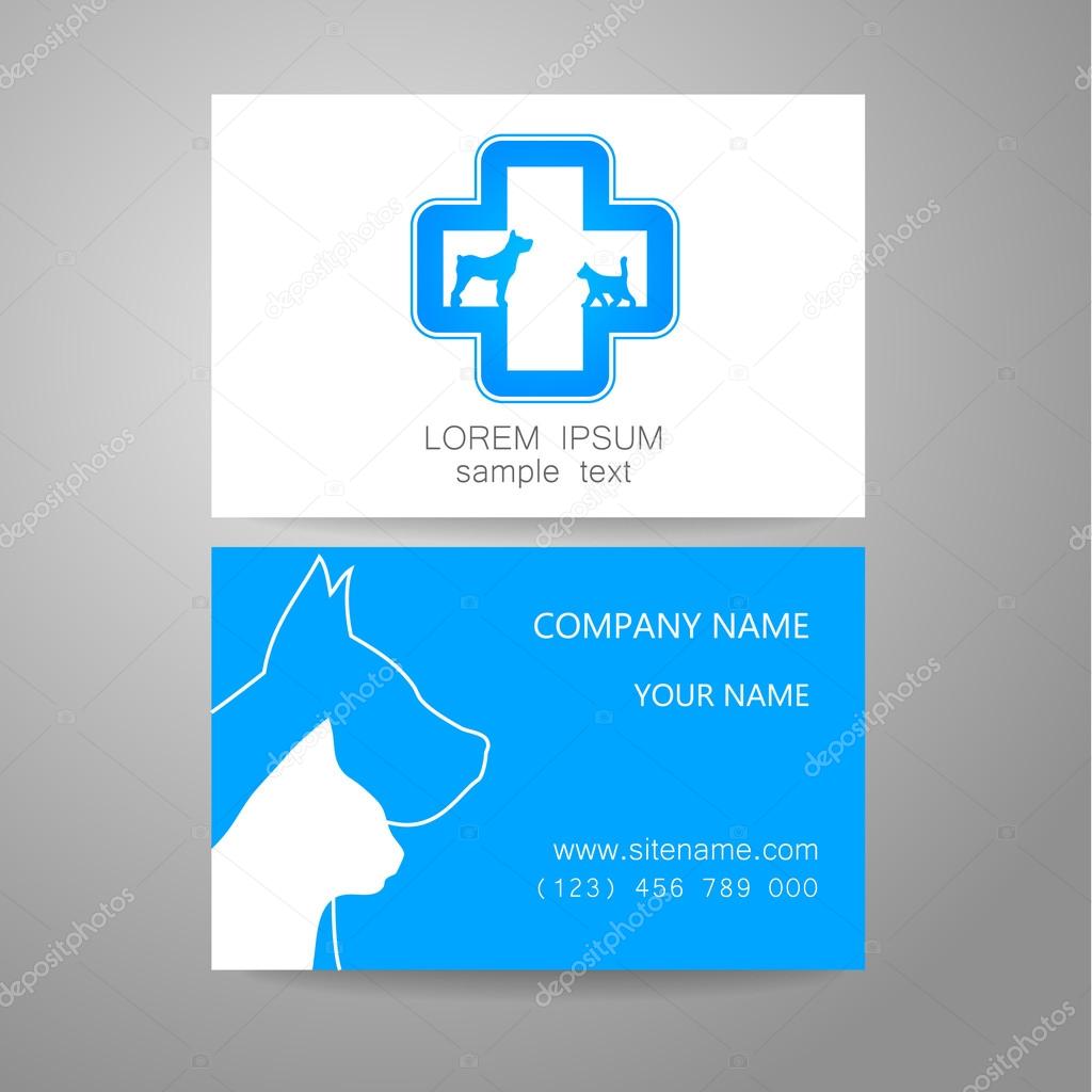 Veterinary - template logo. The idea of the logo for the veterinary service, pharmacy, hospital, center care, shelter animals. Branded business card.