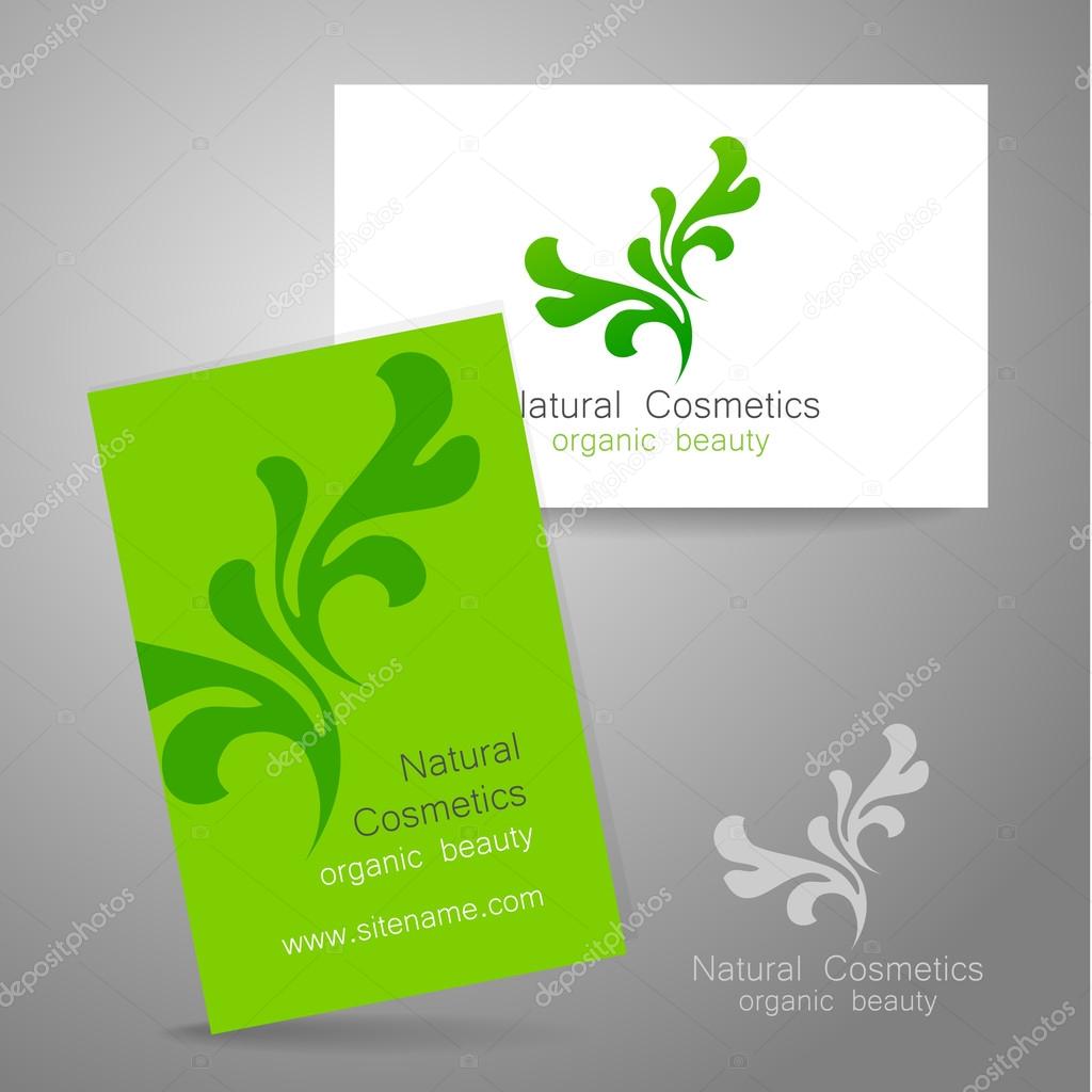 Natural Cosmetics - logo. The concept of corporate identity. Template design for organic bio cosmetics.
