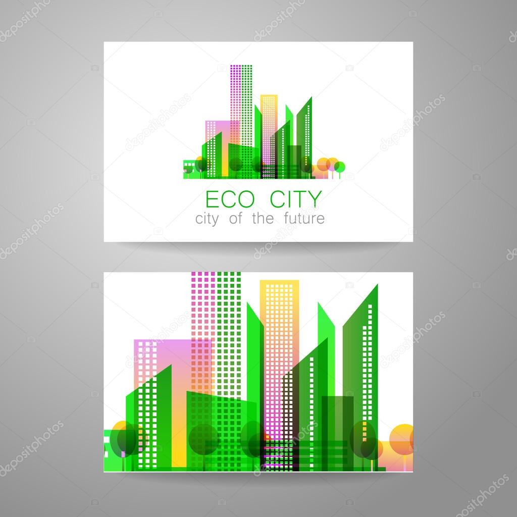 Eco city - logo. Template concept of corporate identity.