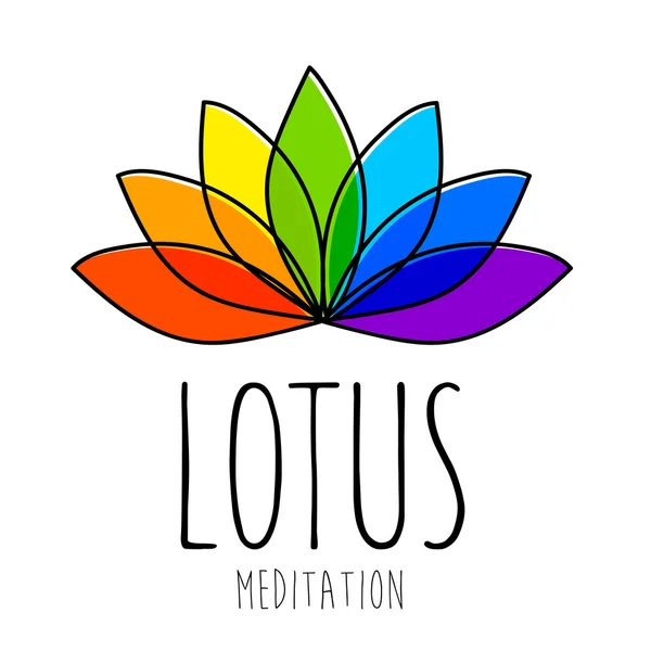 Lotos medytacji logo znak — Wektor stockowy