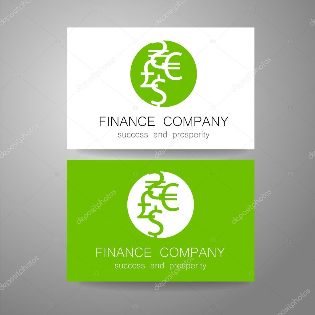 Financial Company - template logo. Sign of the money - a symbol of the dollar, euro, pound, and others. The presentation of the design of the logo for the financial companies, banks, currency exchange, community fund and others.