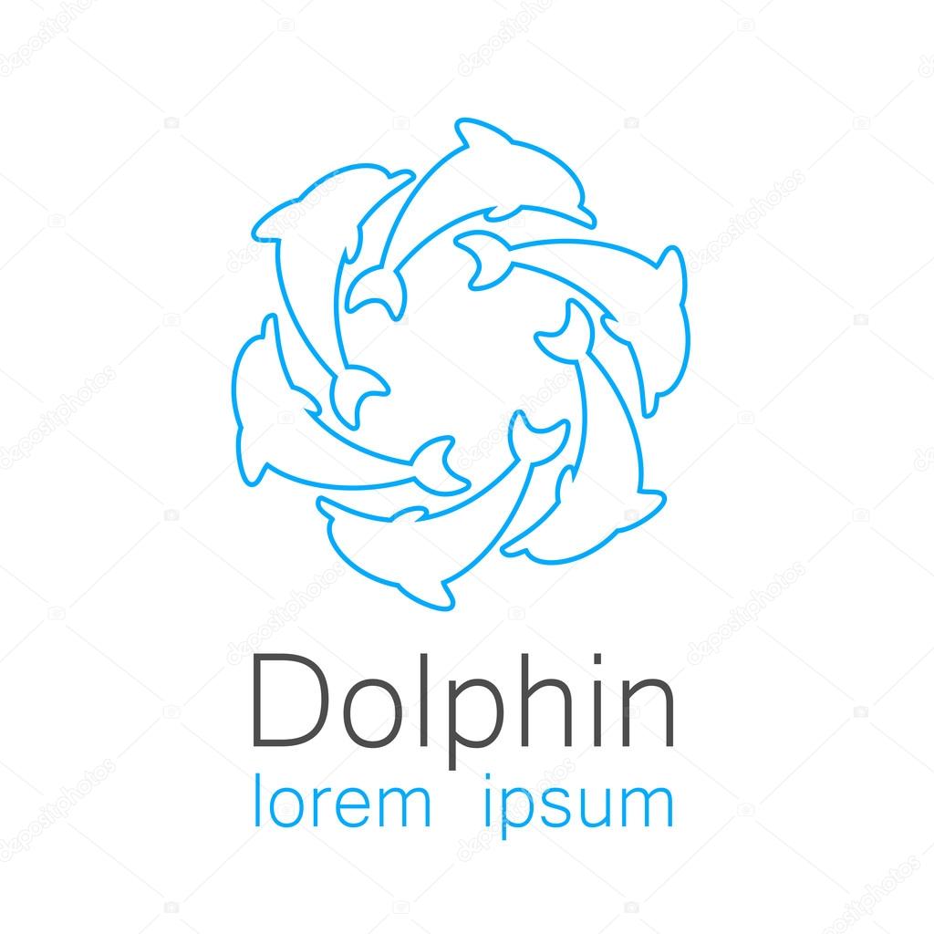 Dolphin. Template design of logo for the company. Corporate Identity.