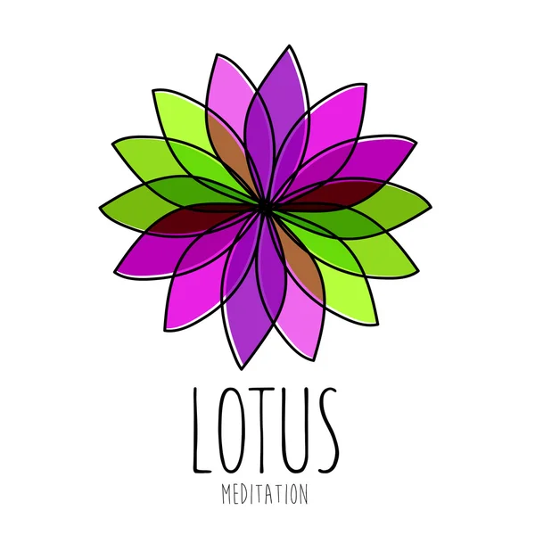 Signo del logotipo de la meditación de loto — Vector de stock