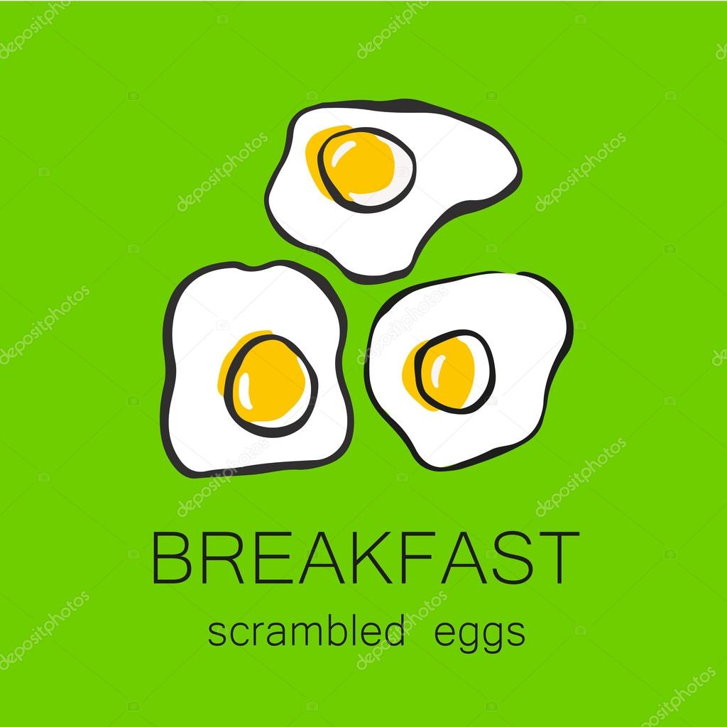 Breakfast - fried or scrambled eggs. Template design for the logo, menus, flyers for cafes, restaurants, fast food, food.