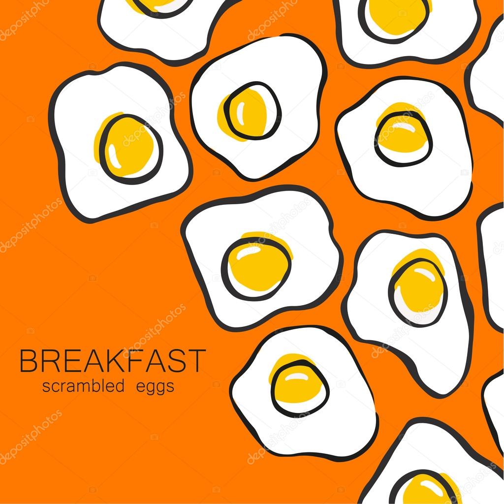 Breakfast - fried or scrambled eggs. Template design pattern for a menu or flyer for cafes, restaurants, fast food, food.