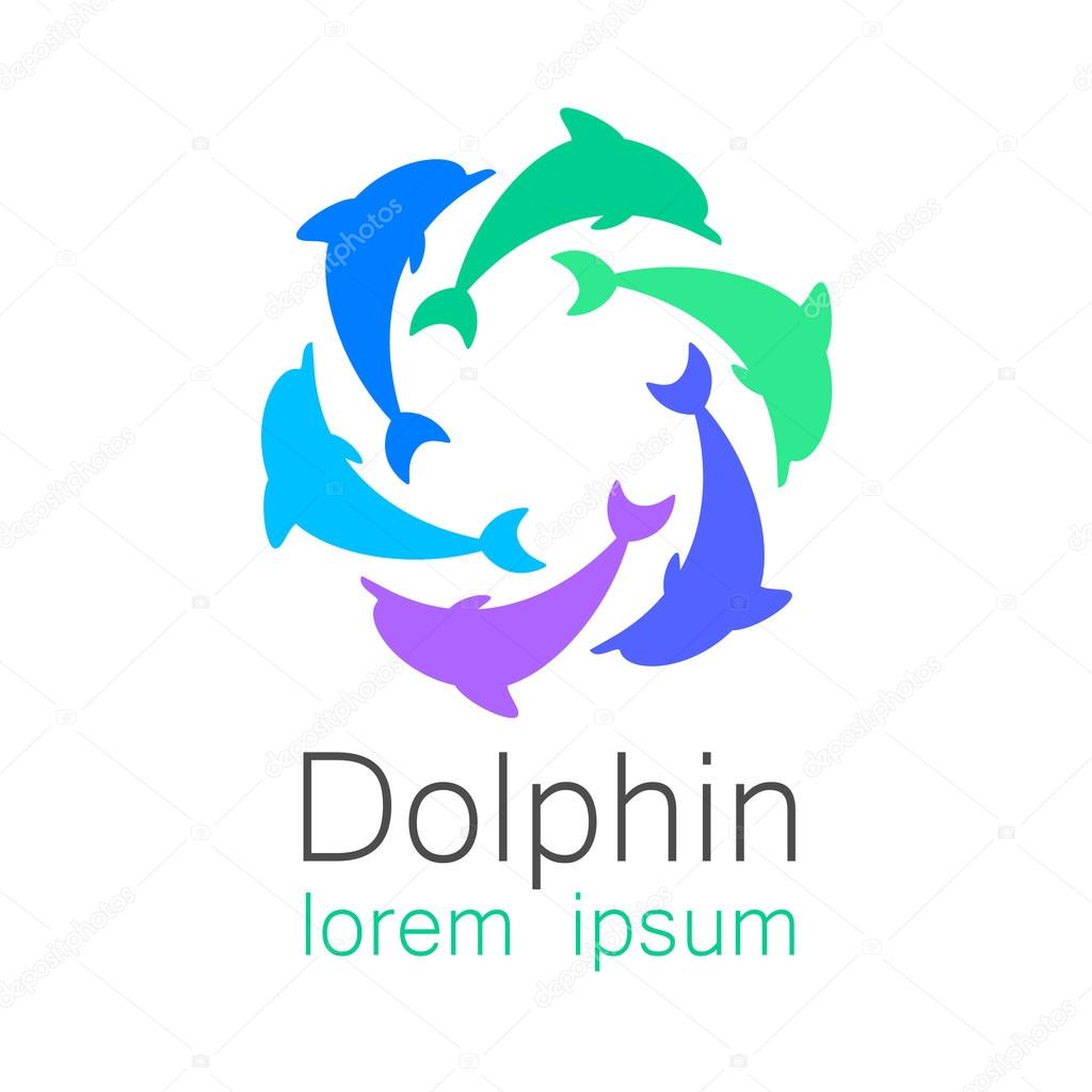 Dolphin. Template design of logo for the company. Corporate Identity.