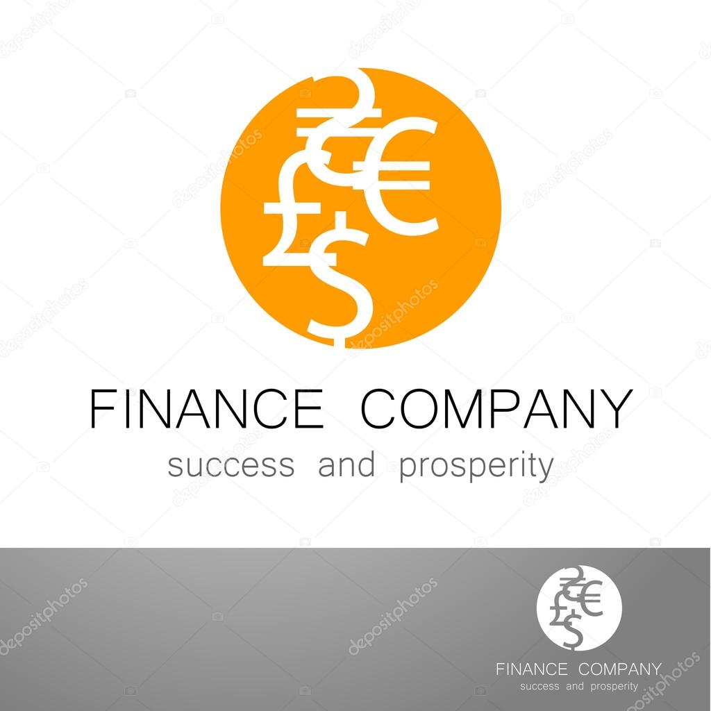 Financial Company - template logo. Sign of the money - a symbol of the dollar, euro, pound, and others. The presentation of the design of the logo for the financial companies, banks, currency exchange, community fund and others.