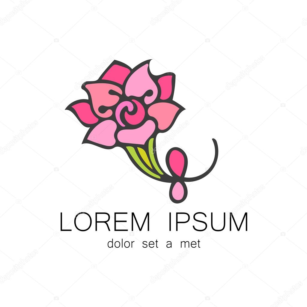 Flower logo template.  The design of the sign for the beauty salon, boutique, flower shop, spa, women's center, cosmetics, etc. Brand logo.