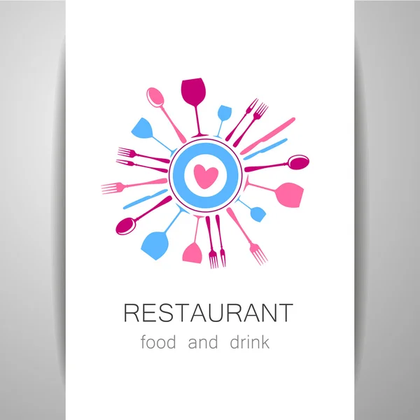 Restoran logo kimlik seviyorum — Stok Vektör