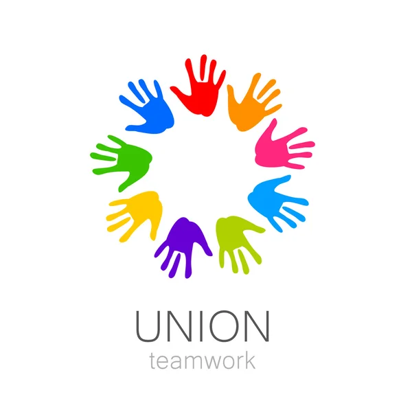 Unie ruce týmové logo šablona — Stockový vektor