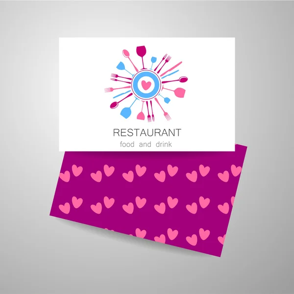 Amor logotipo do restaurante identidade — Vetor de Stock