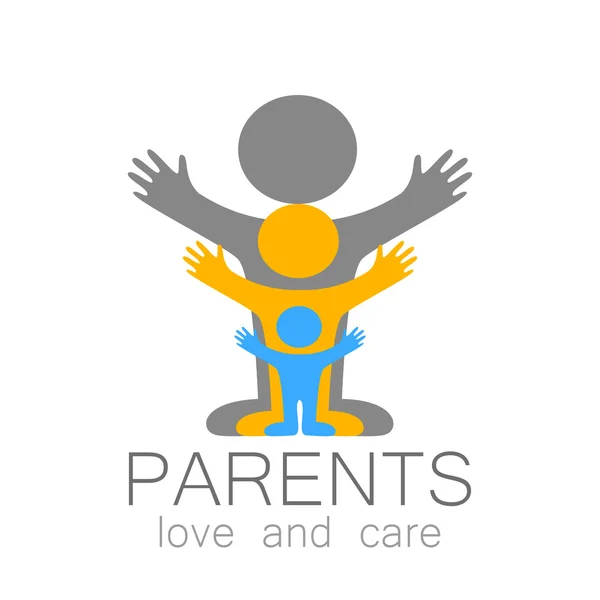 両親を愛するケアのロゴ — ストックベクタ