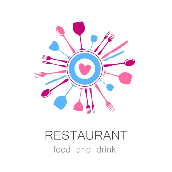 Amor restaurante logo identidad — Archivo Imágenes Vectoriales
