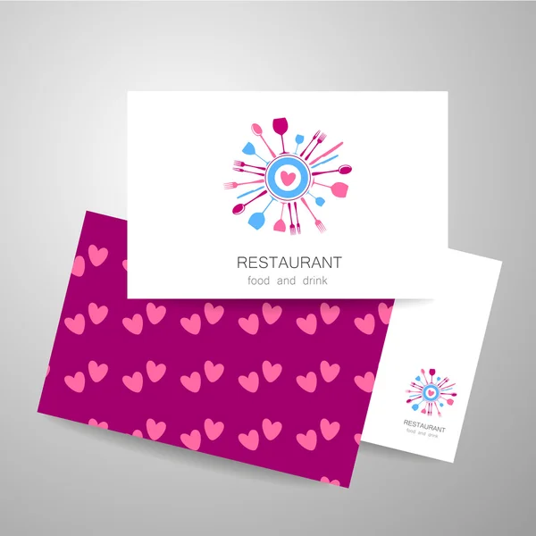 Amor logotipo do restaurante identidade — Vetor de Stock