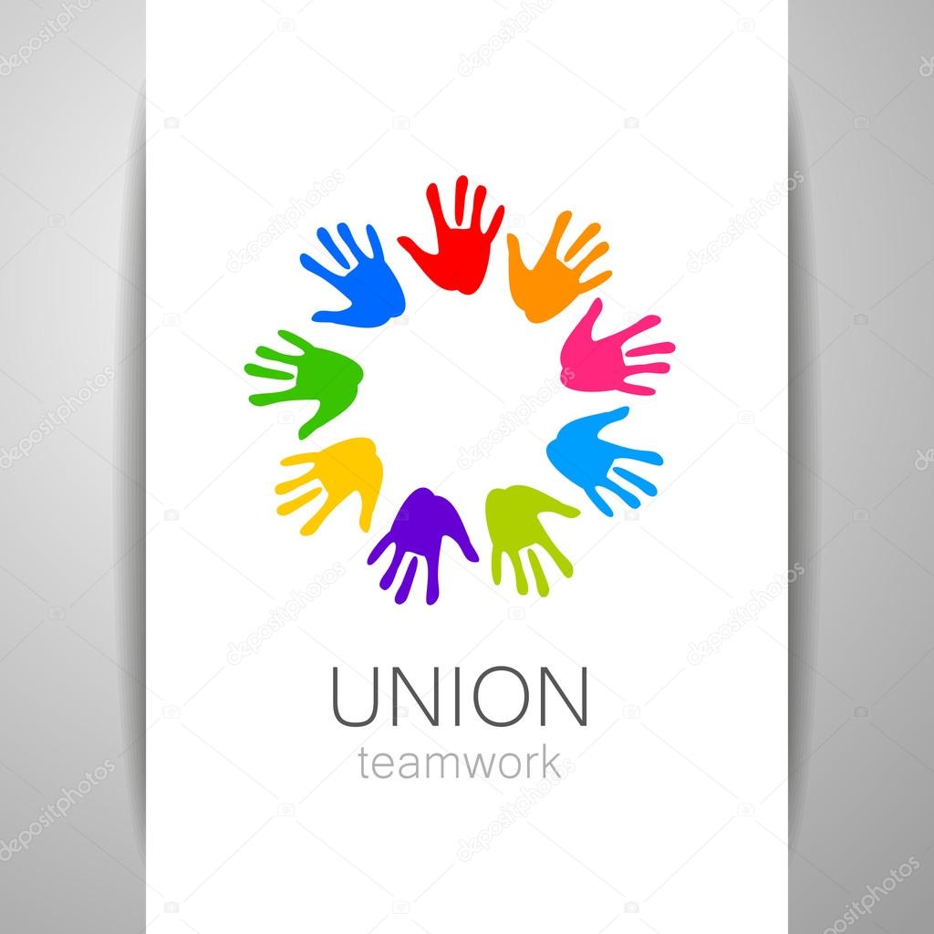 union hands teamwork logo template