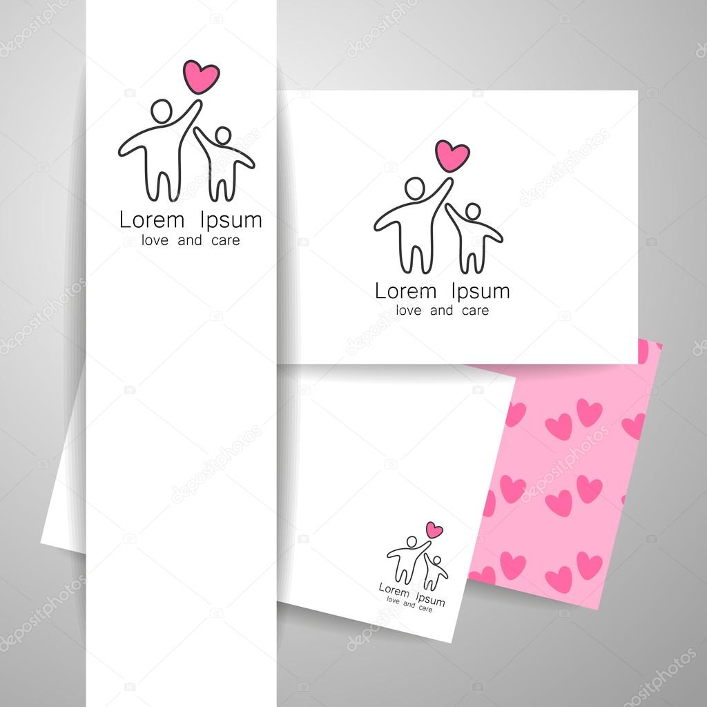 Parent. Template design for an icon or logo. Symbol of protection, care and love for children.