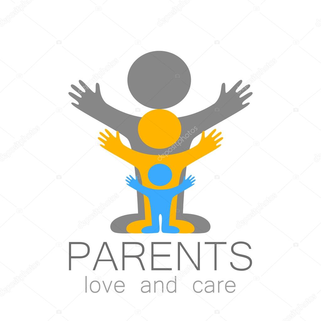Parents sign. Love and care. Logo template. Family,  parents and children,  parents and teens an itc.