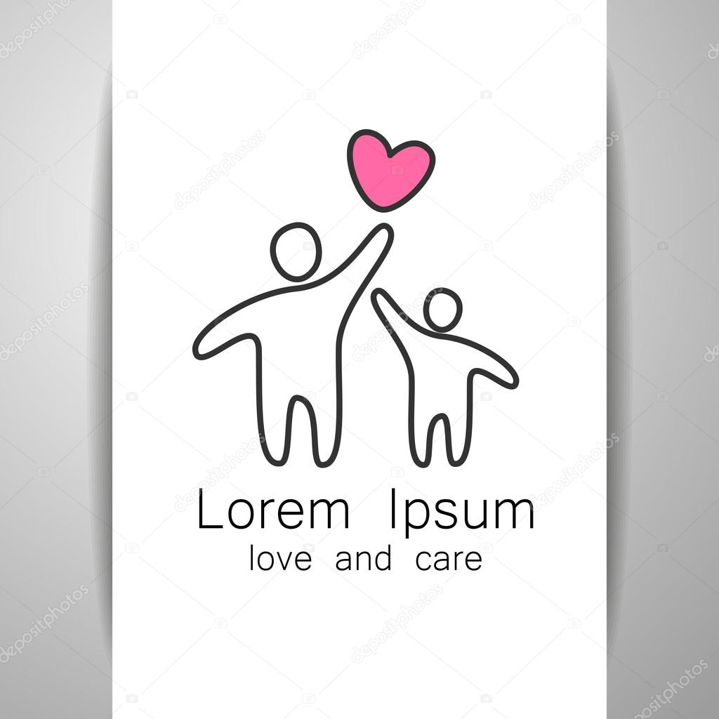 Parent. Template design for an icon or logo. Symbol of protection, care and love for children.