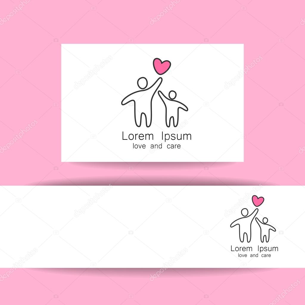 Parent. Template design for an icon or logo. Symbol of protection, care and love for children.