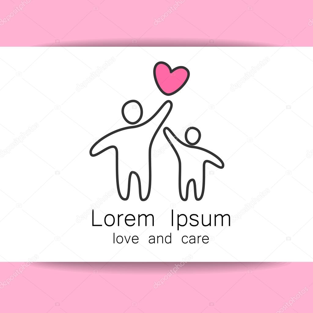 Parent. Template design for an icon or logo. Symbol of protection, care and love for children.
