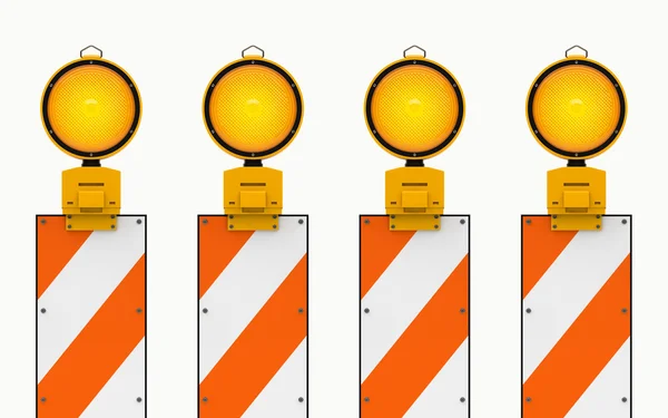 Yellow traffic warning lamps isolated on white — Stock Photo, Image